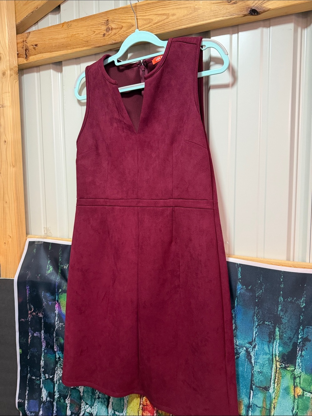 Joe Fresh Burgundy Sleeveless V-Notch A-Line Mini Dress